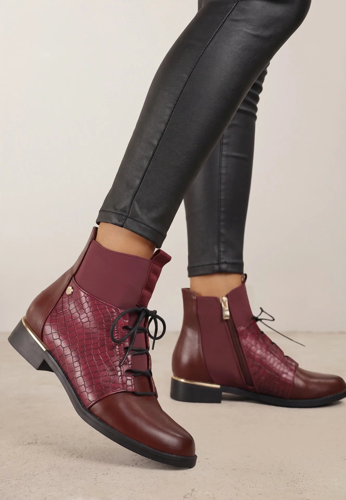 vices Botine Bordo în stil Ghete cu motiv Piele de crocodil Alirriva