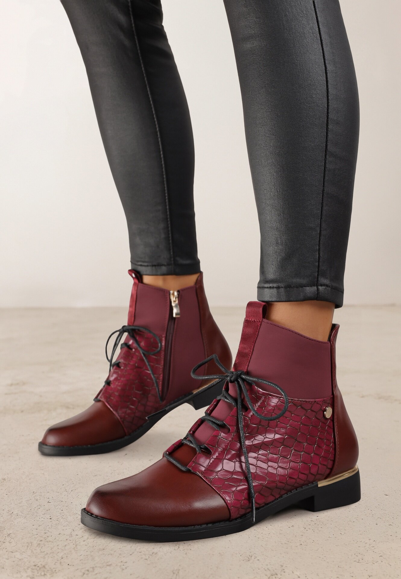 vices Botine Bordo în stil Ghete cu motiv Piele de crocodil Alirriva