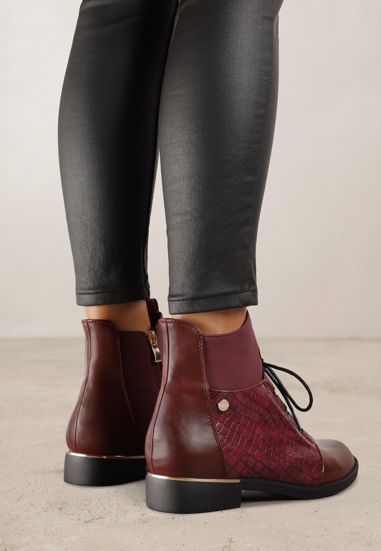 vices Botine Bordo în stil Ghete cu motiv Piele de crocodil Alirriva