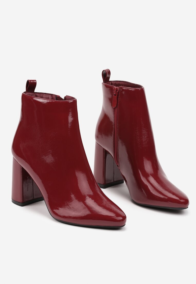 vices Botine Clasice Bordo cu toc gros cu vârf ascuțit Norema