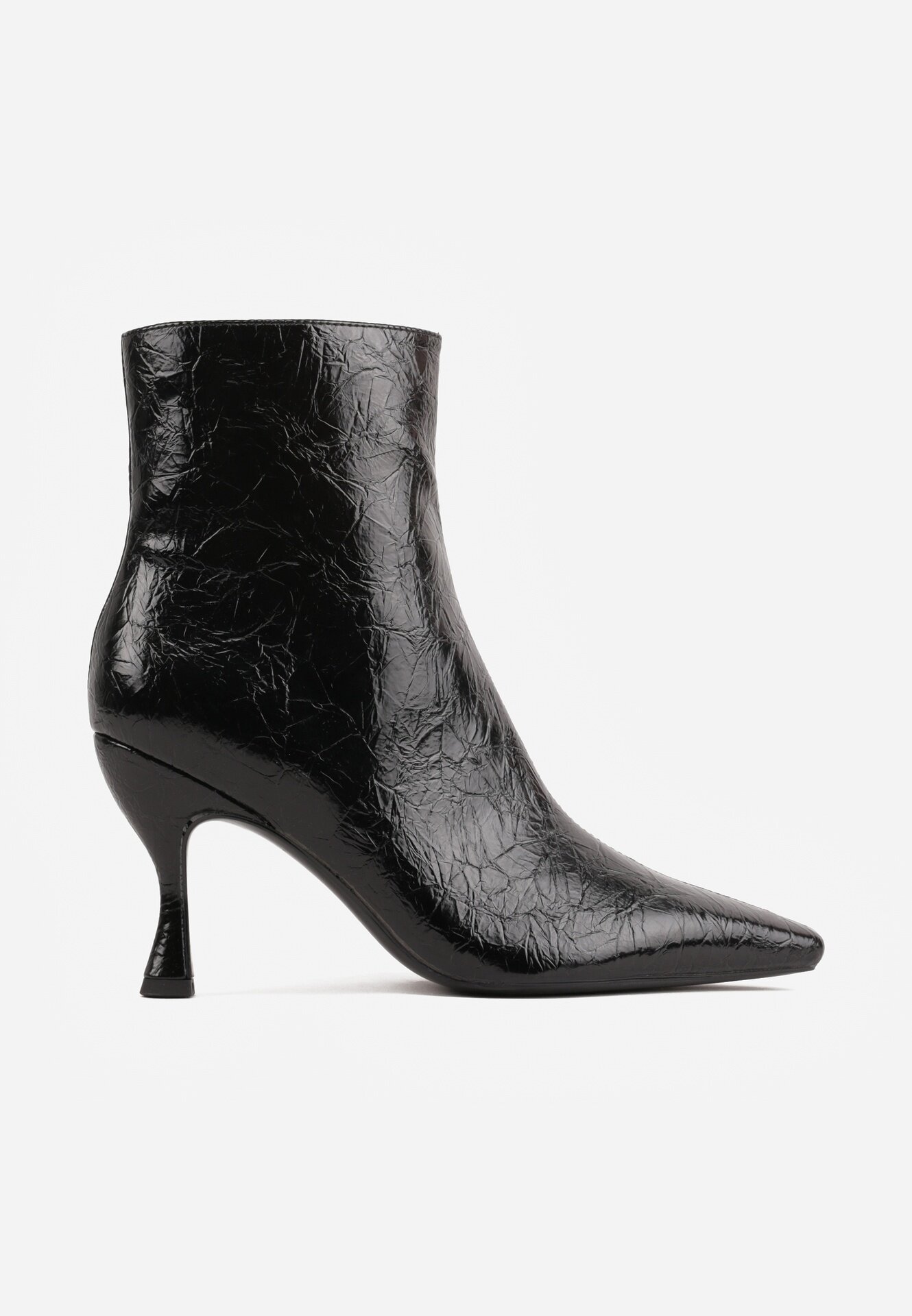 vices Botine Elegante Negre pe toc pisicuță Decorate în relief Brottalie