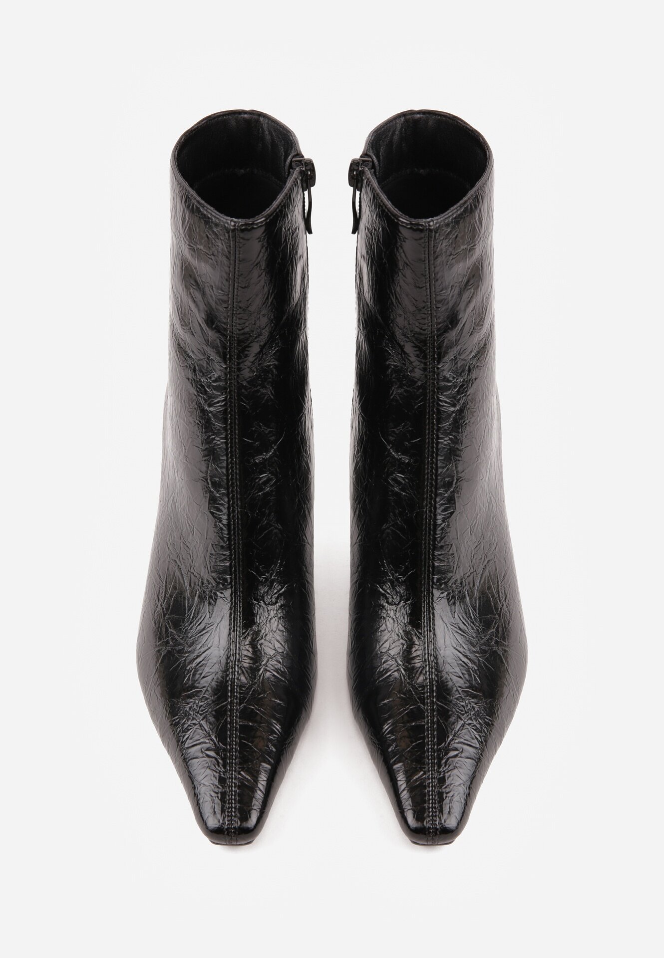 vices Botine Elegante Negre pe toc pisicuță Decorate în relief Brottalie