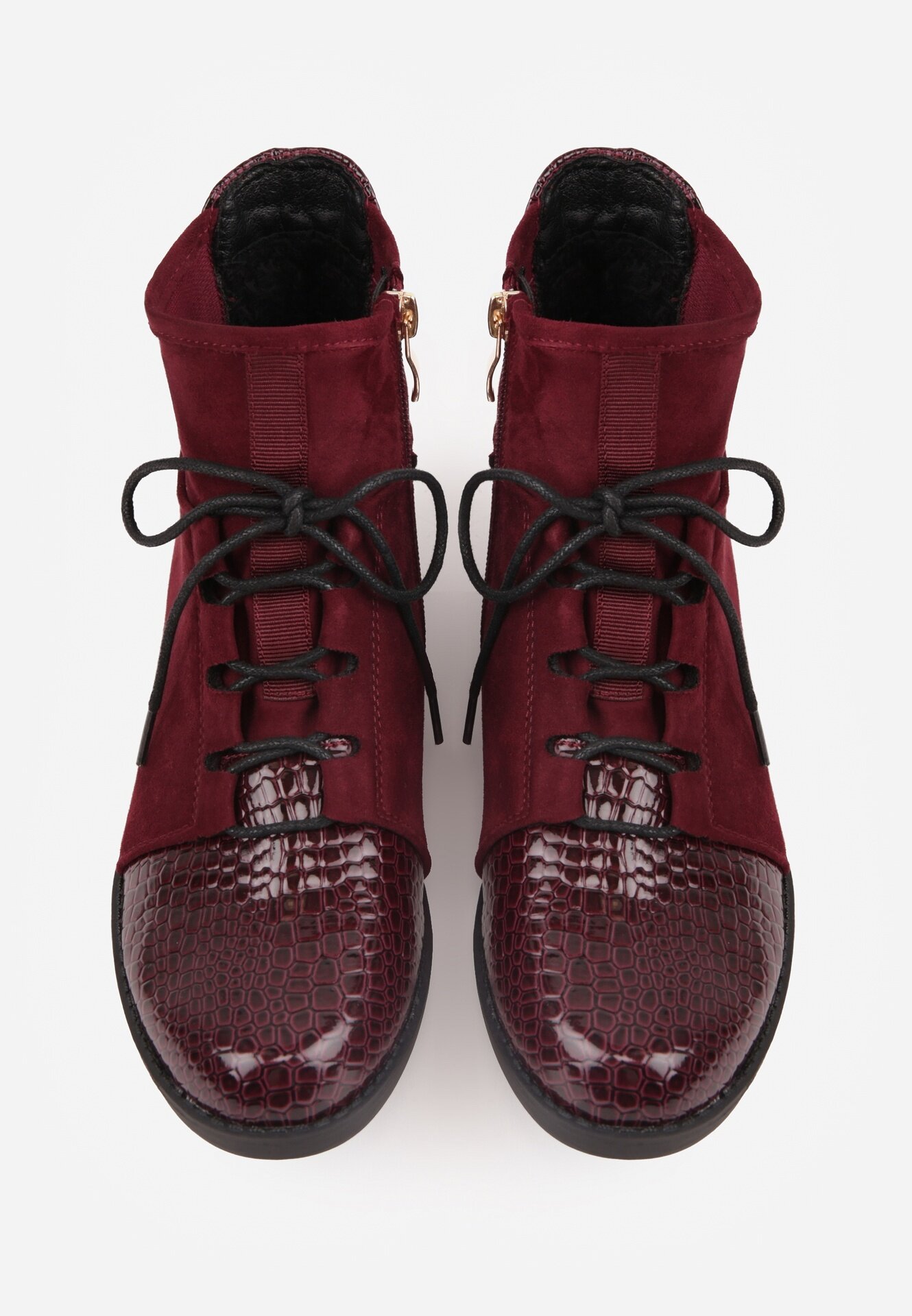 vices Botine Ghete Bordo decorate cu elemente lăcuite Afridde