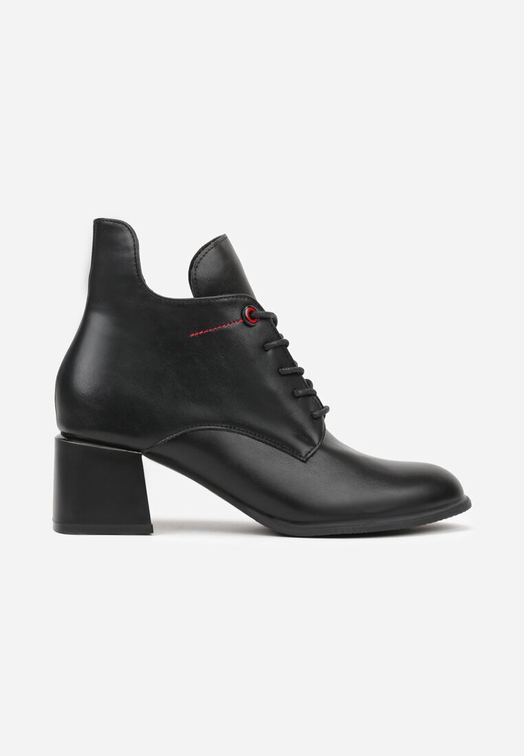 vices Botine Negre Asimetrice cu Toc cu Șireturi Zalles