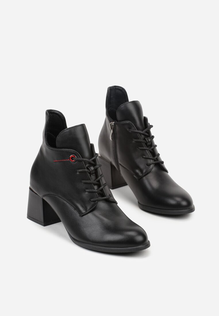 vices Botine Negre Asimetrice cu Toc cu Șireturi Zalles