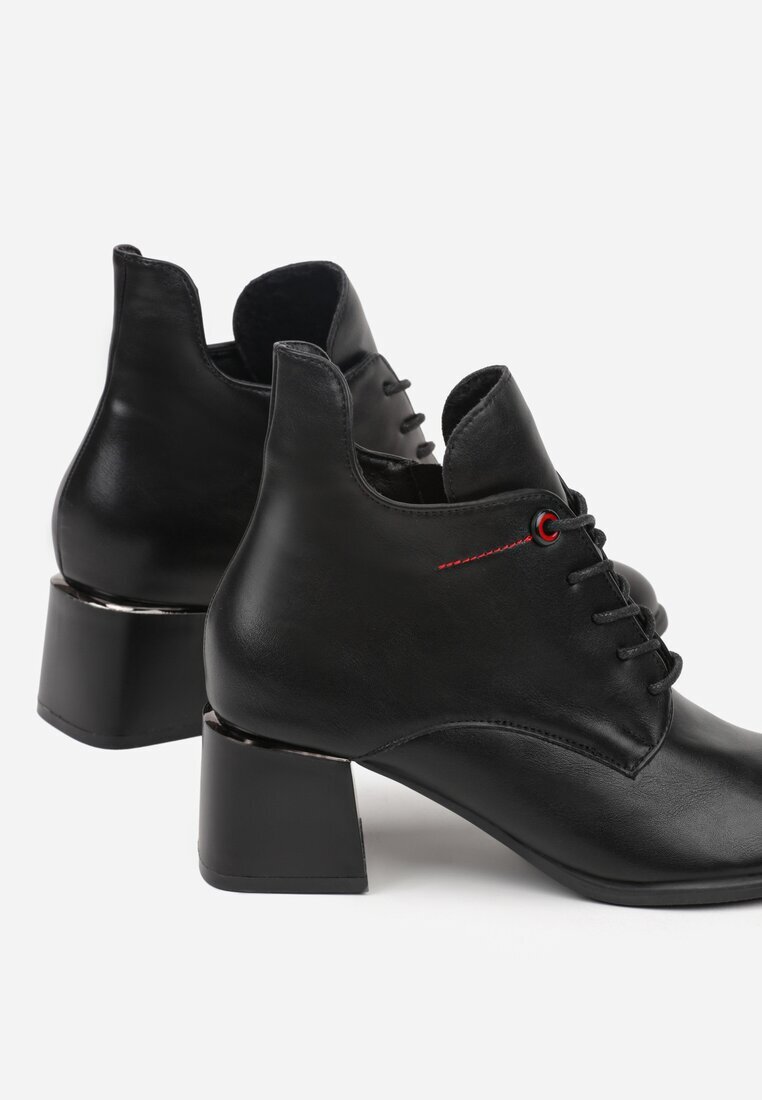 vices Botine Negre Asimetrice cu Toc cu Șireturi Zalles