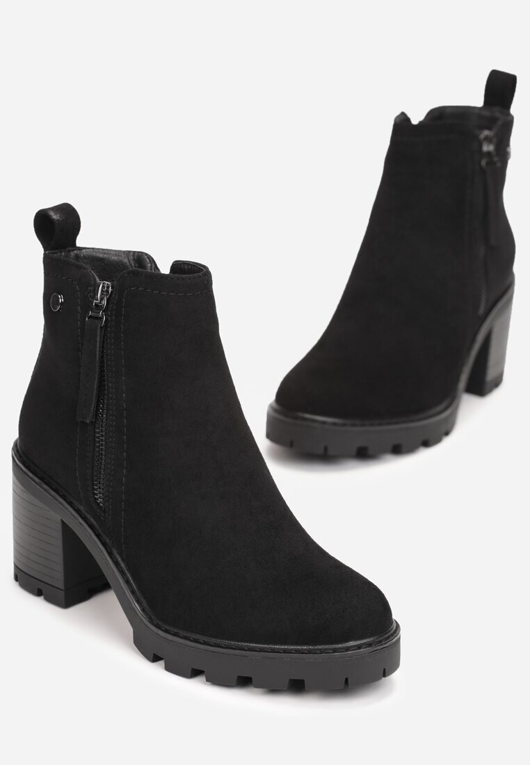 vices Botine Negre cu toc gros Boho cu fermoar Kodra