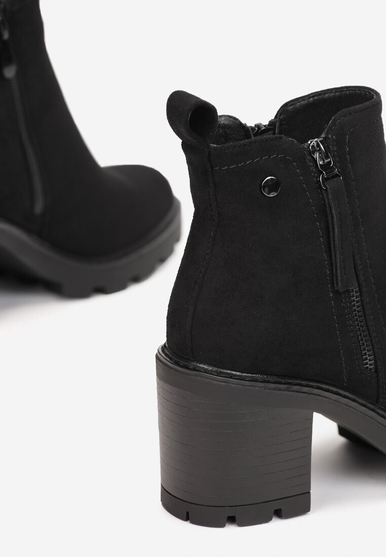 vices Botine Negre cu toc gros Boho cu fermoar Kodra