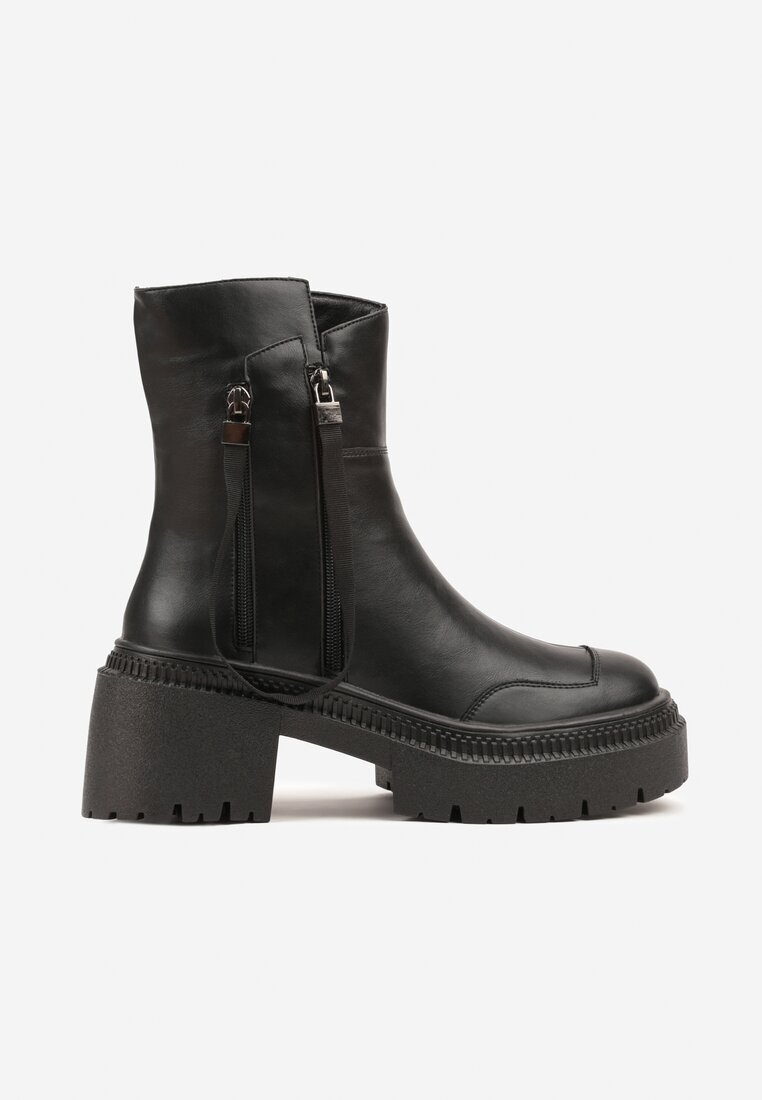 vices Botine Negre Decorate cu Panglică Rotine