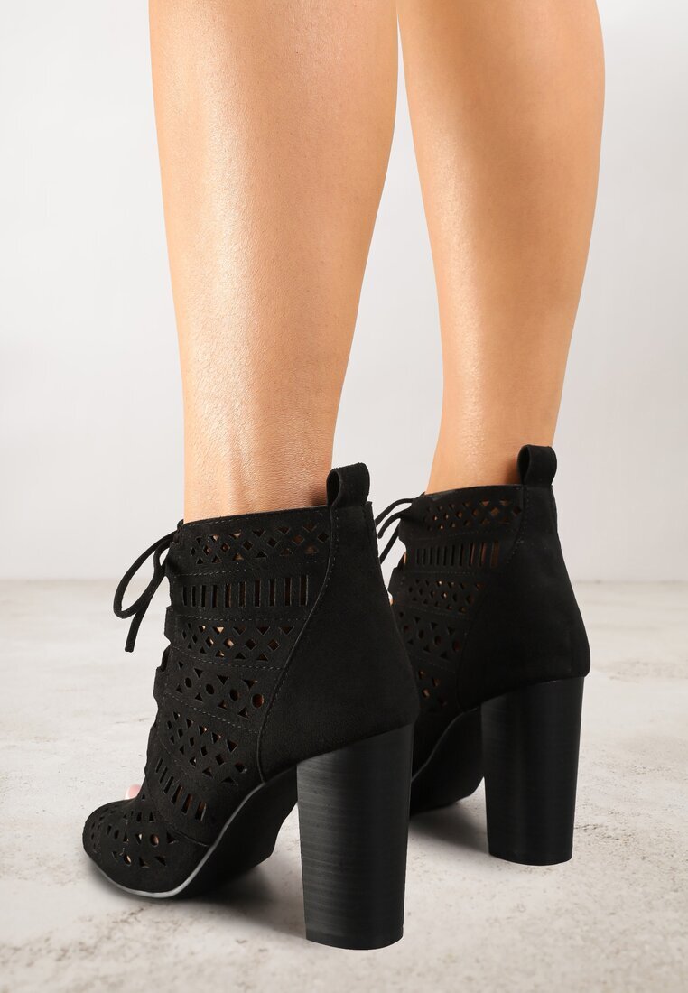 vices Botine Negre Decupate cu toc gros Nimisa