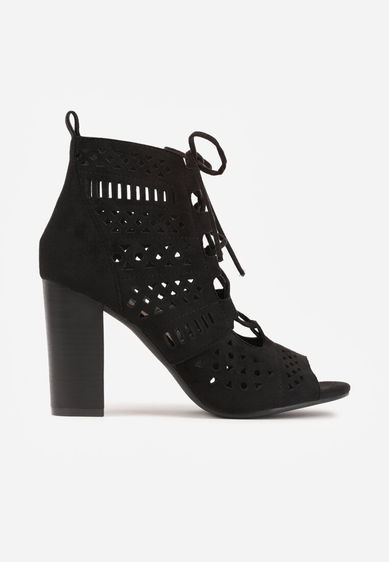 vices Botine Negre Decupate cu toc gros Nimisa
