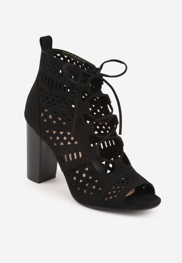 vices Botine Negre Decupate cu toc gros Nimisa
