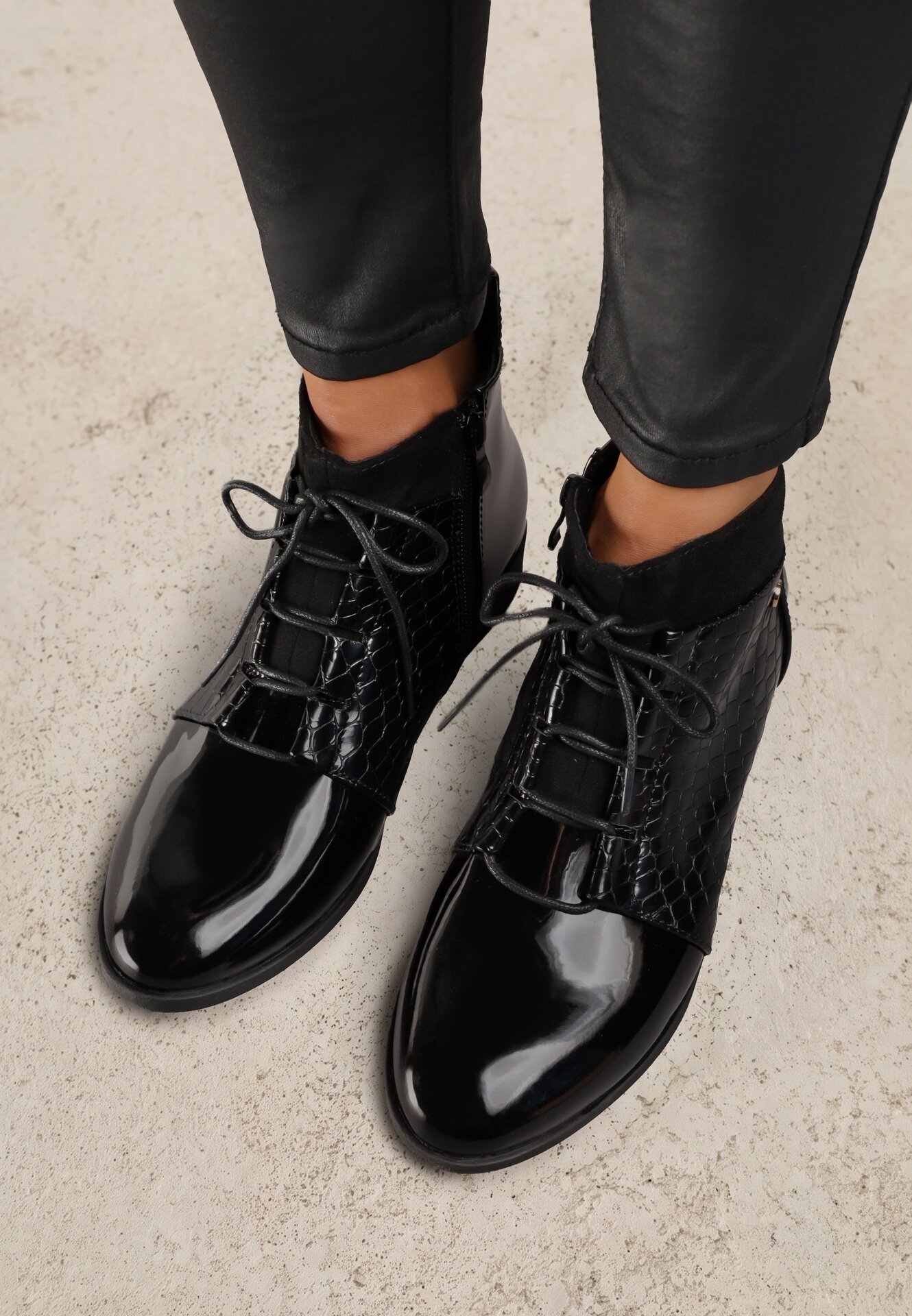 vices Botine Negre Elegante cu șireturi Vlerrie