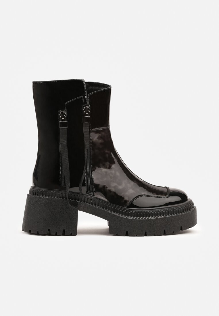 vices Botine Negre Lăcuite decorate cu panglică Rotine