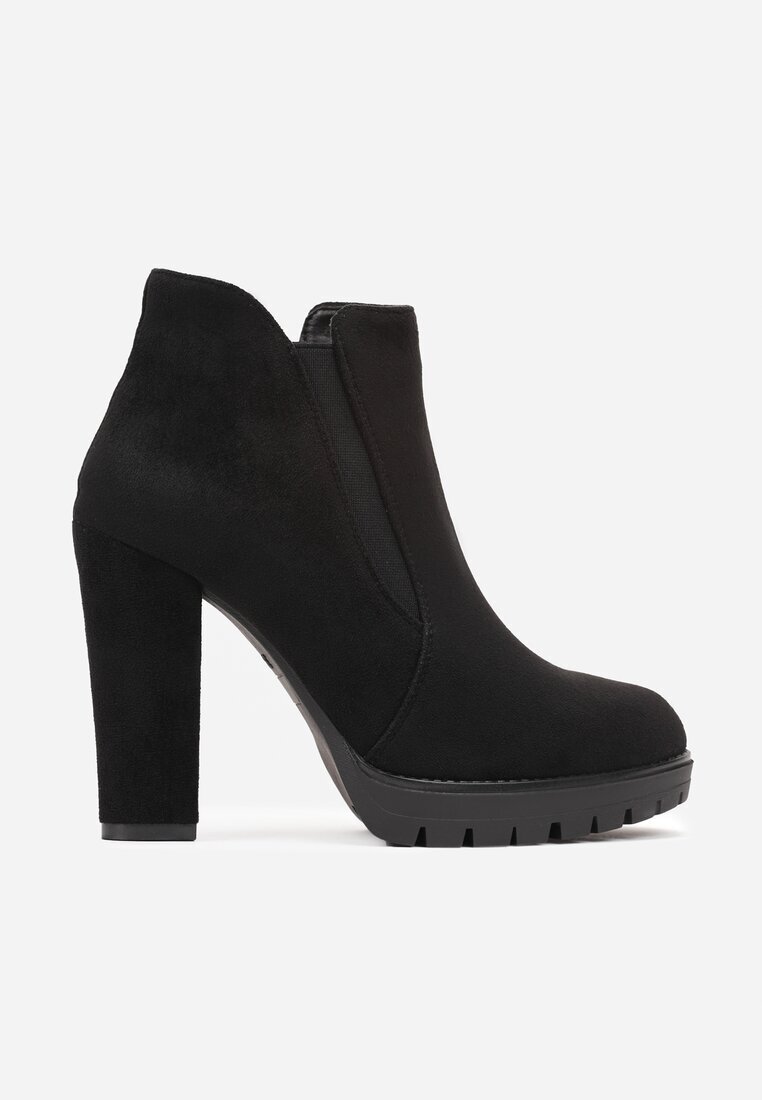 vices Botine Negre pe Platformă Joasă și Toc Gros Firmina
