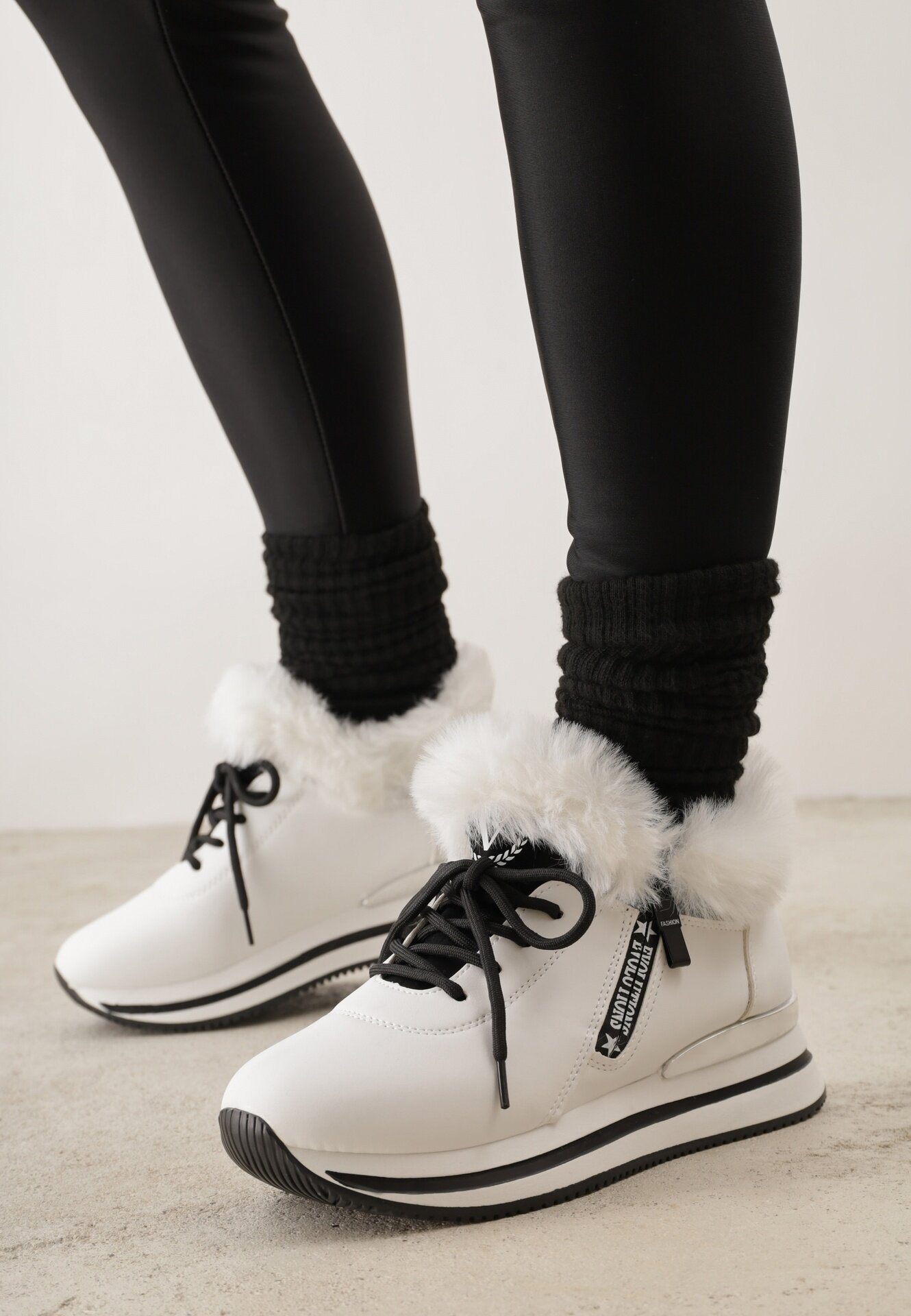 vices Botine tip Adidași Albe Cu șireturi Cu blană Gameda