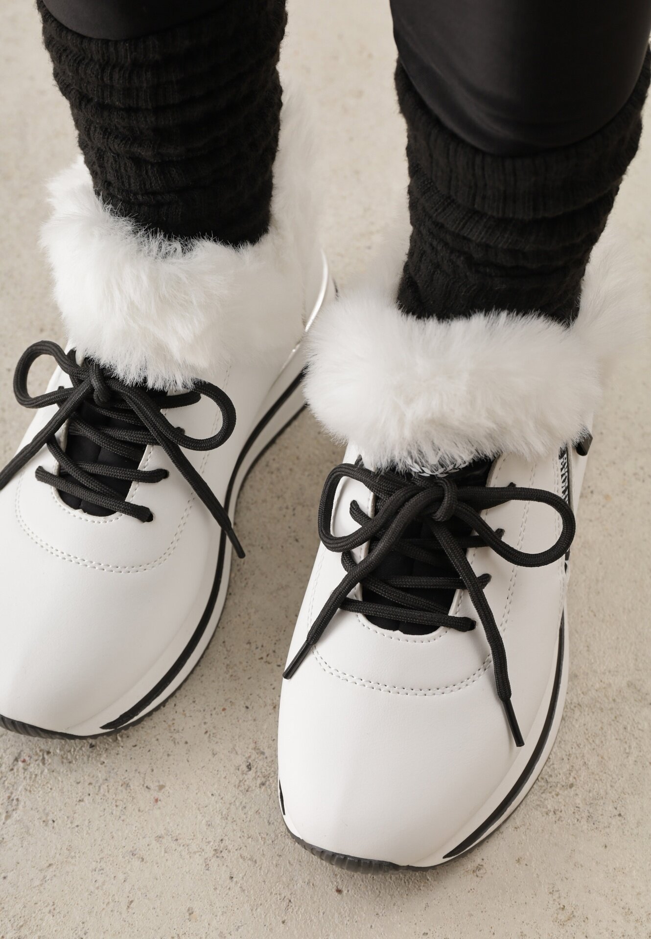 vices Botine tip Adidași Albe Cu șireturi Cu blană Gameda