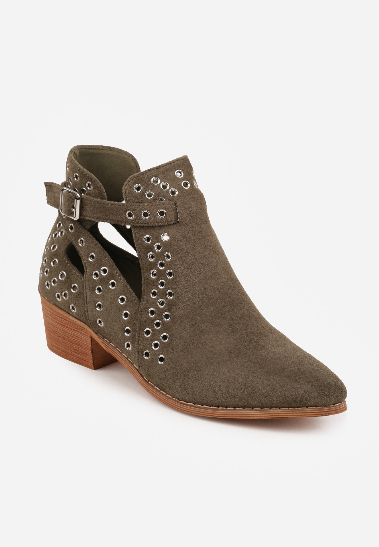 vices Botine Verzi cu toc bloc în stil cowboy cu aplicații metalice și decupaje Virori