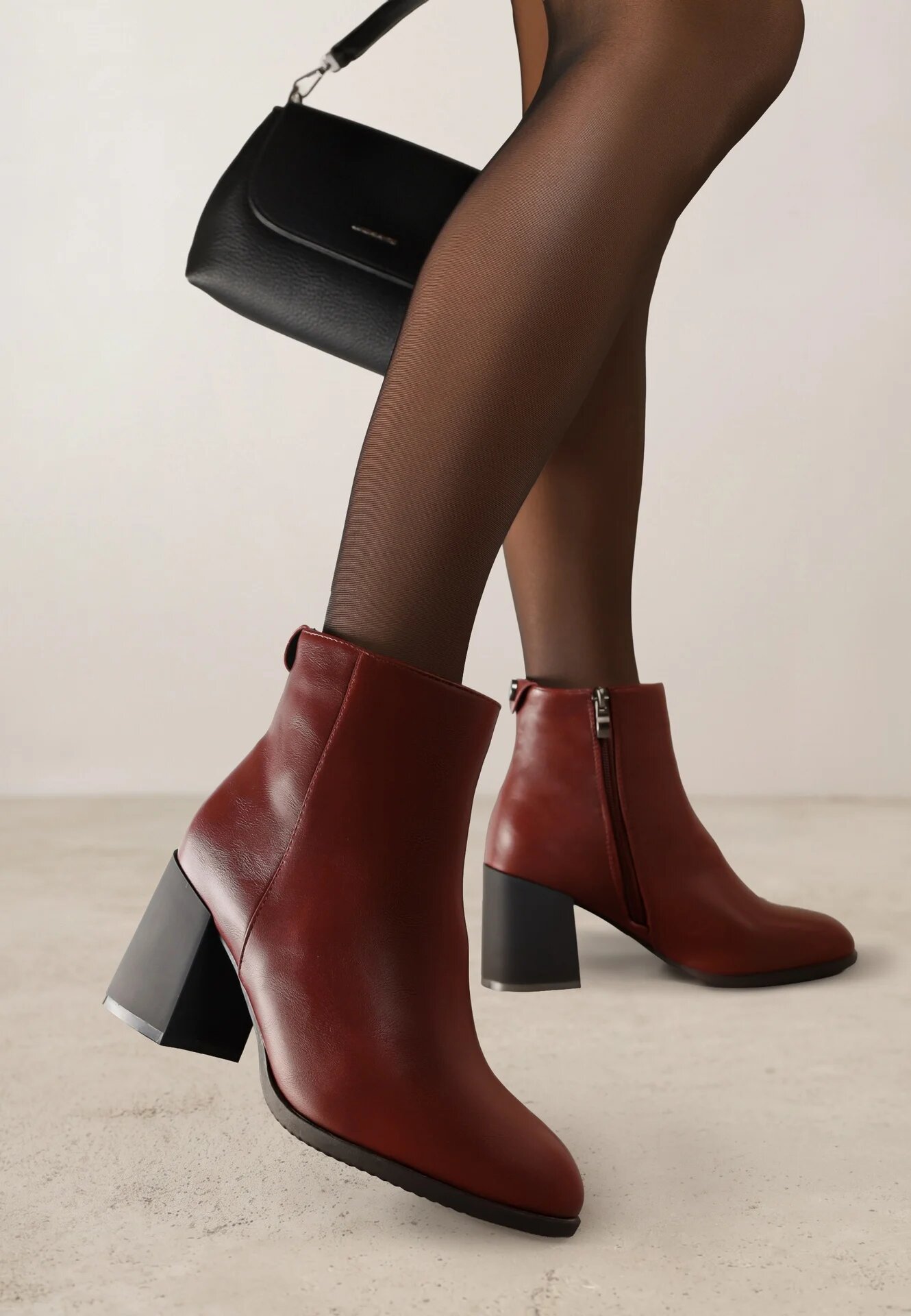 vices Botine Visinii Elegante pe Toc Gros cu Detaliu Rotund la Gleznă Widvire