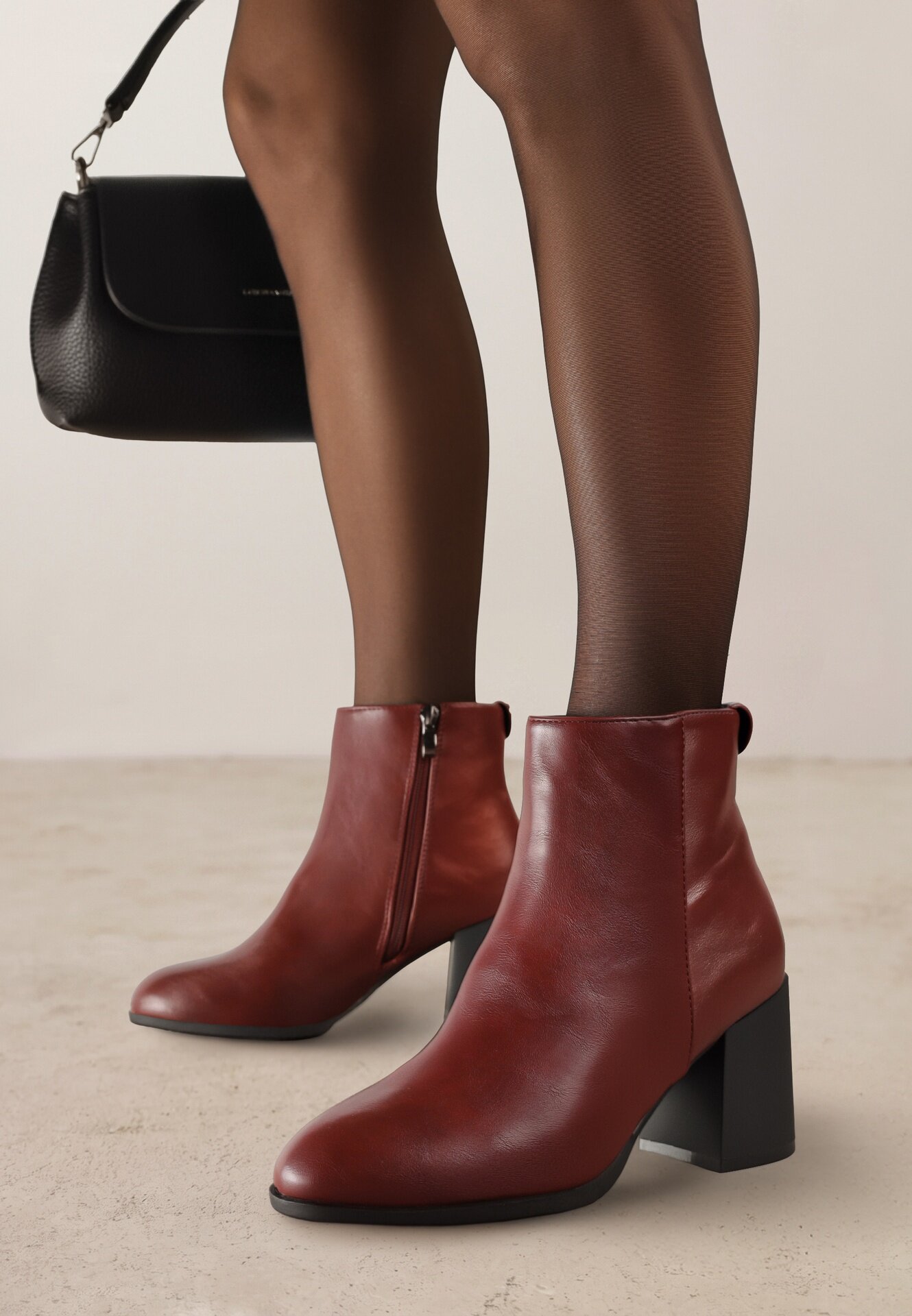 vices Botine Visinii Elegante pe Toc Gros cu Detaliu Rotund la Gleznă Widvire
