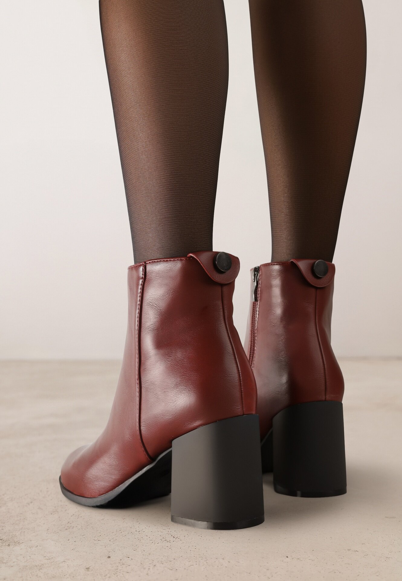 vices Botine Visinii Elegante pe Toc Gros cu Detaliu Rotund la Gleznă Widvire