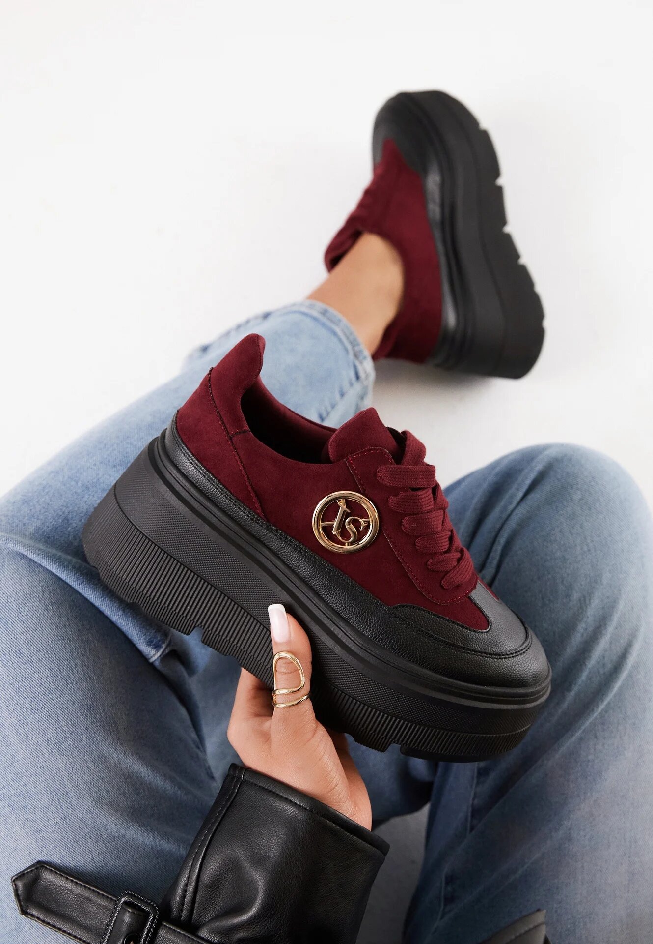 vices Chunky Adidași Bordo pe Platformă cu Detaliu Rotund Sedvira