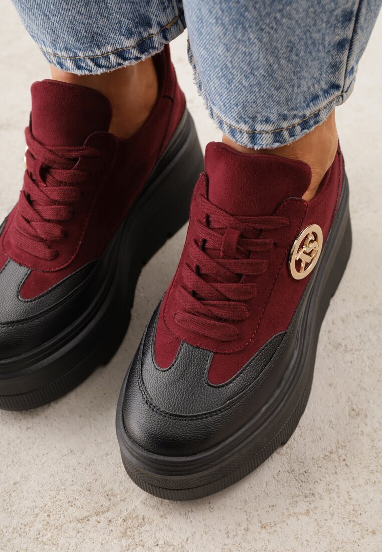 vices Chunky Adidași Bordo pe Platformă cu Detaliu Rotund Sedvira