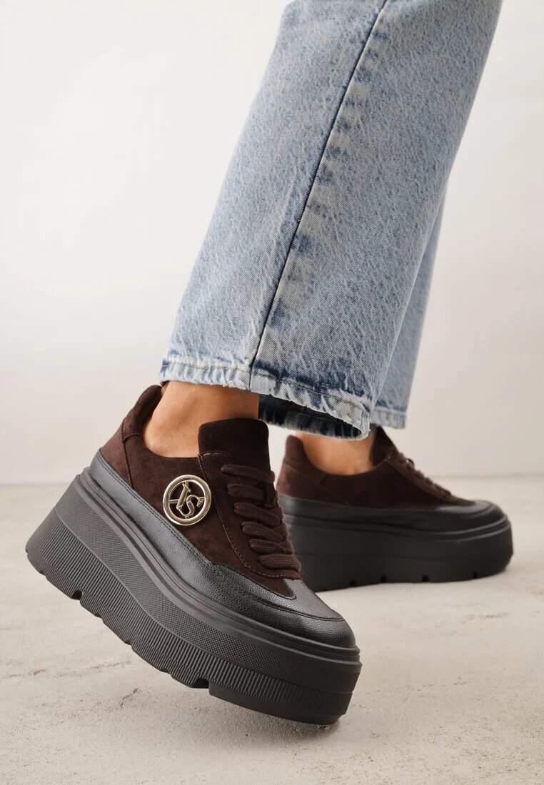 vices Chunky Adidași Maro cu Platformă cu Detaliu Rotund Sedvira