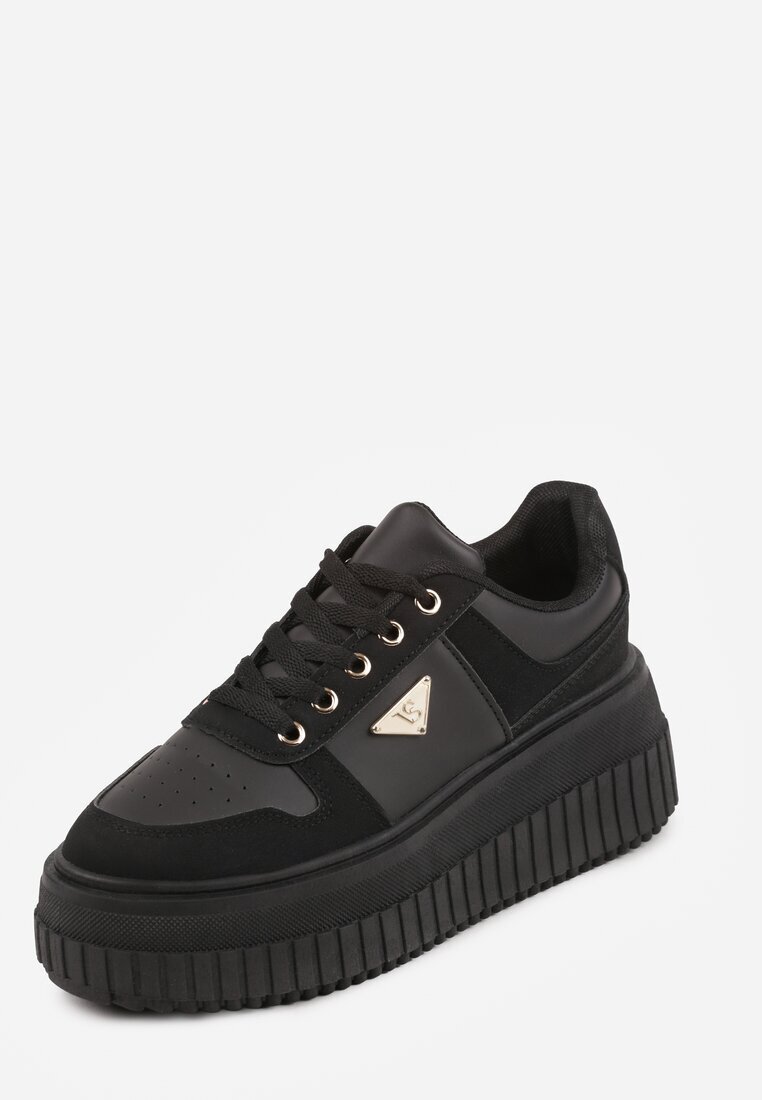 vices Chunky Adidași Negri cu Aplicație Triunghiulară pe Platformă Cezaline