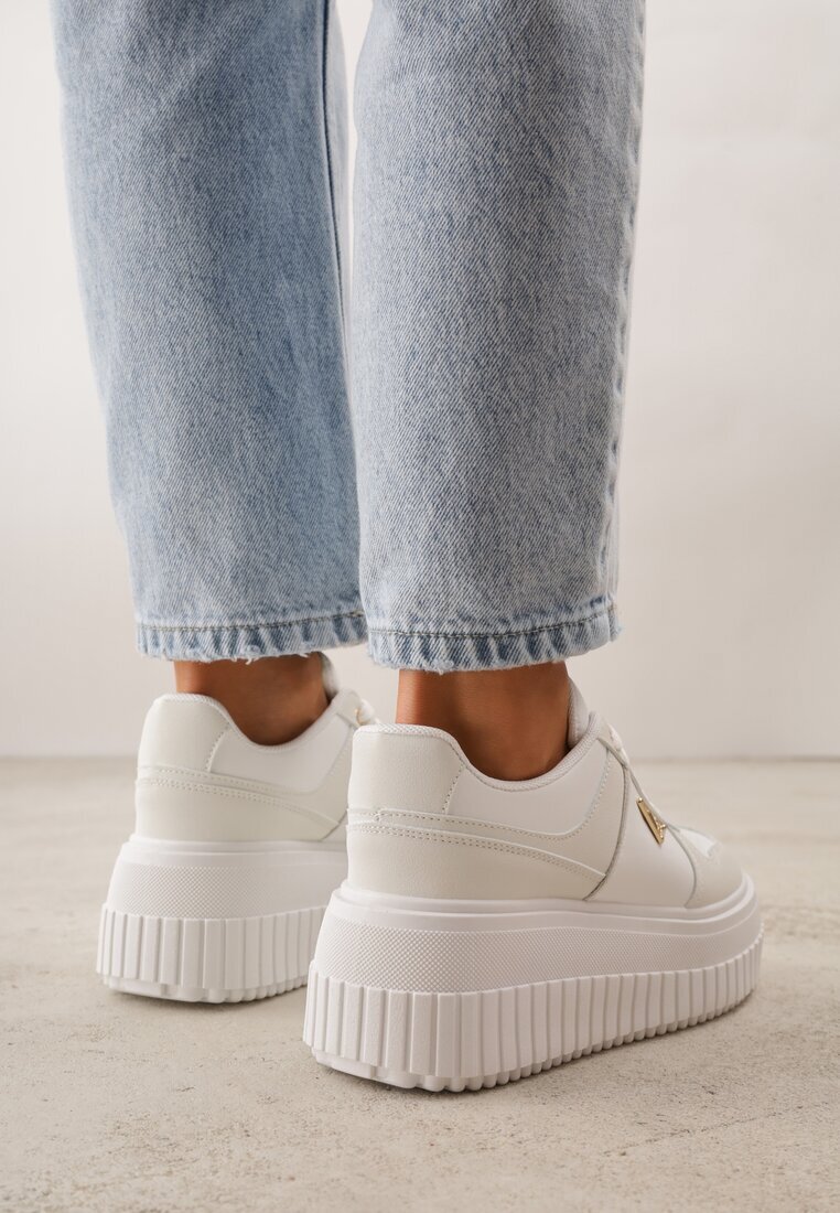 vices Chunky Sneakers Albi cu aplicație triunghiulară pe platformă Cezaline