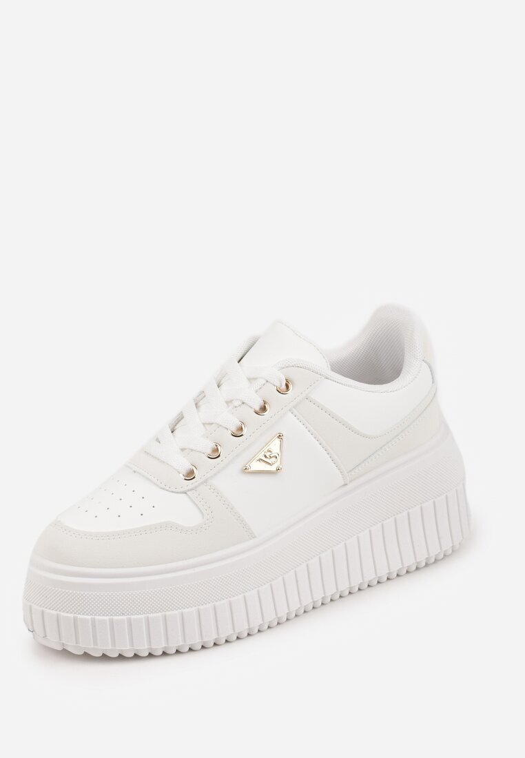 vices Chunky Sneakers Albi cu aplicație triunghiulară pe platformă Cezaline
