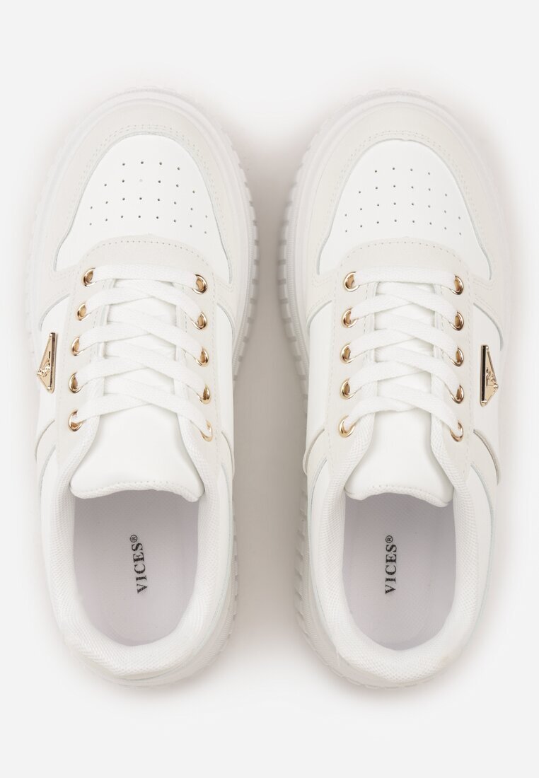 vices Chunky Sneakers Albi cu aplicație triunghiulară pe platformă Cezaline
