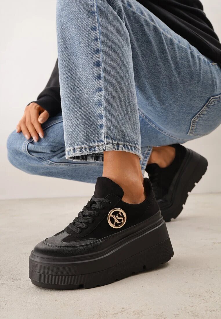 vices Chunky Sneakersy Negri cu platformă cu detaliu rotund Sedvira