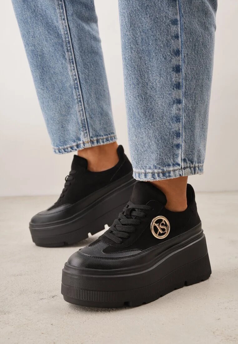 vices Chunky Sneakersy Negri cu platformă cu detaliu rotund Sedvira
