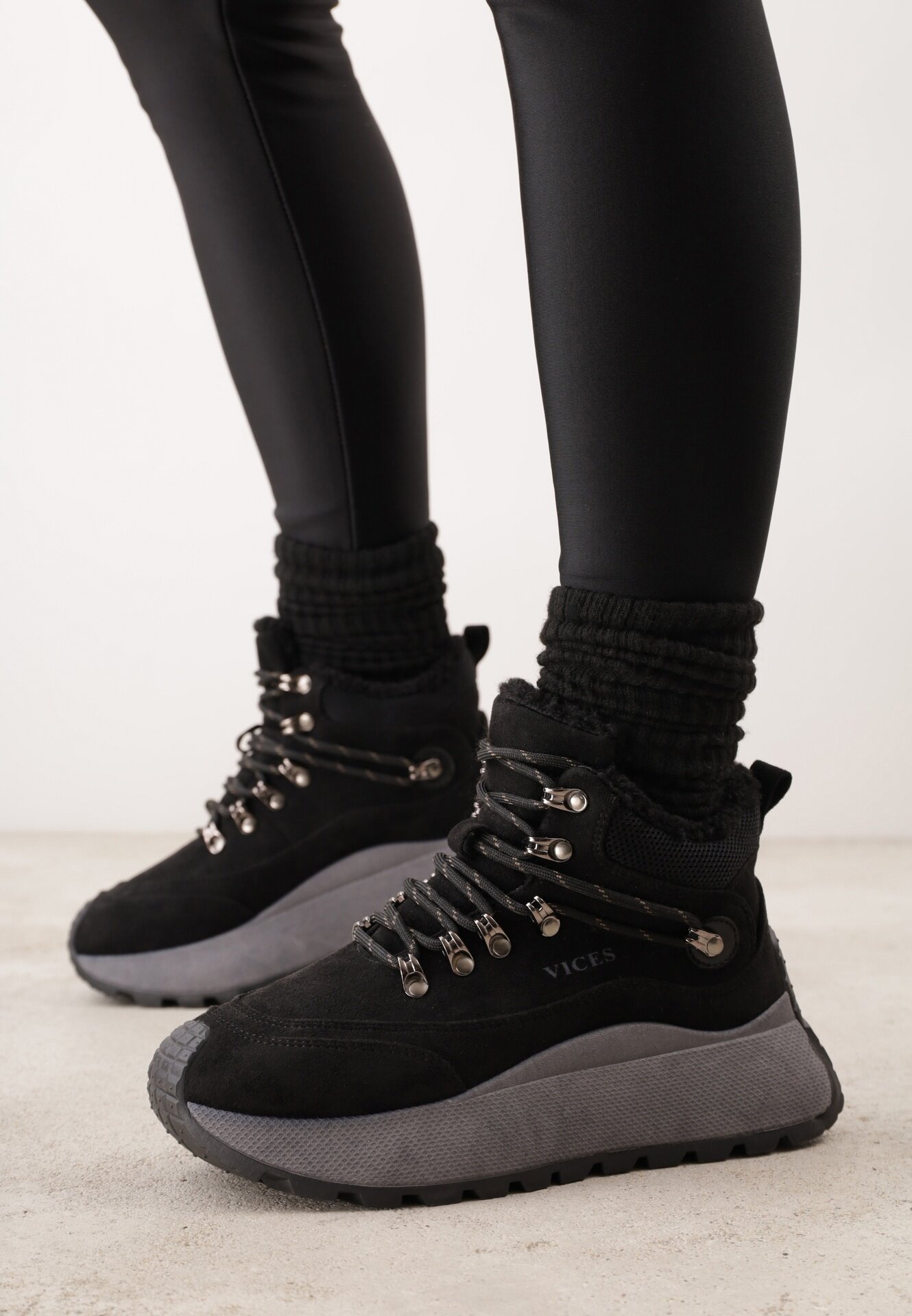 vices Cizme de zăpadă stil Adidași Negre cu platformă stil sportiv Nelsella