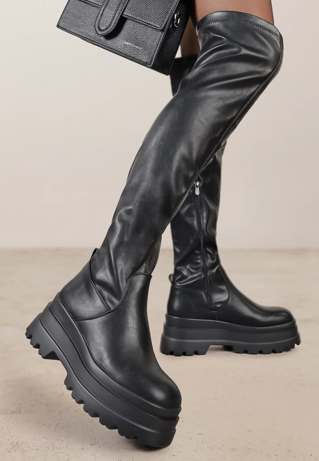 vices Cizme Înalte Negre Stil Chunky cu carâmb ajustat Ceterie