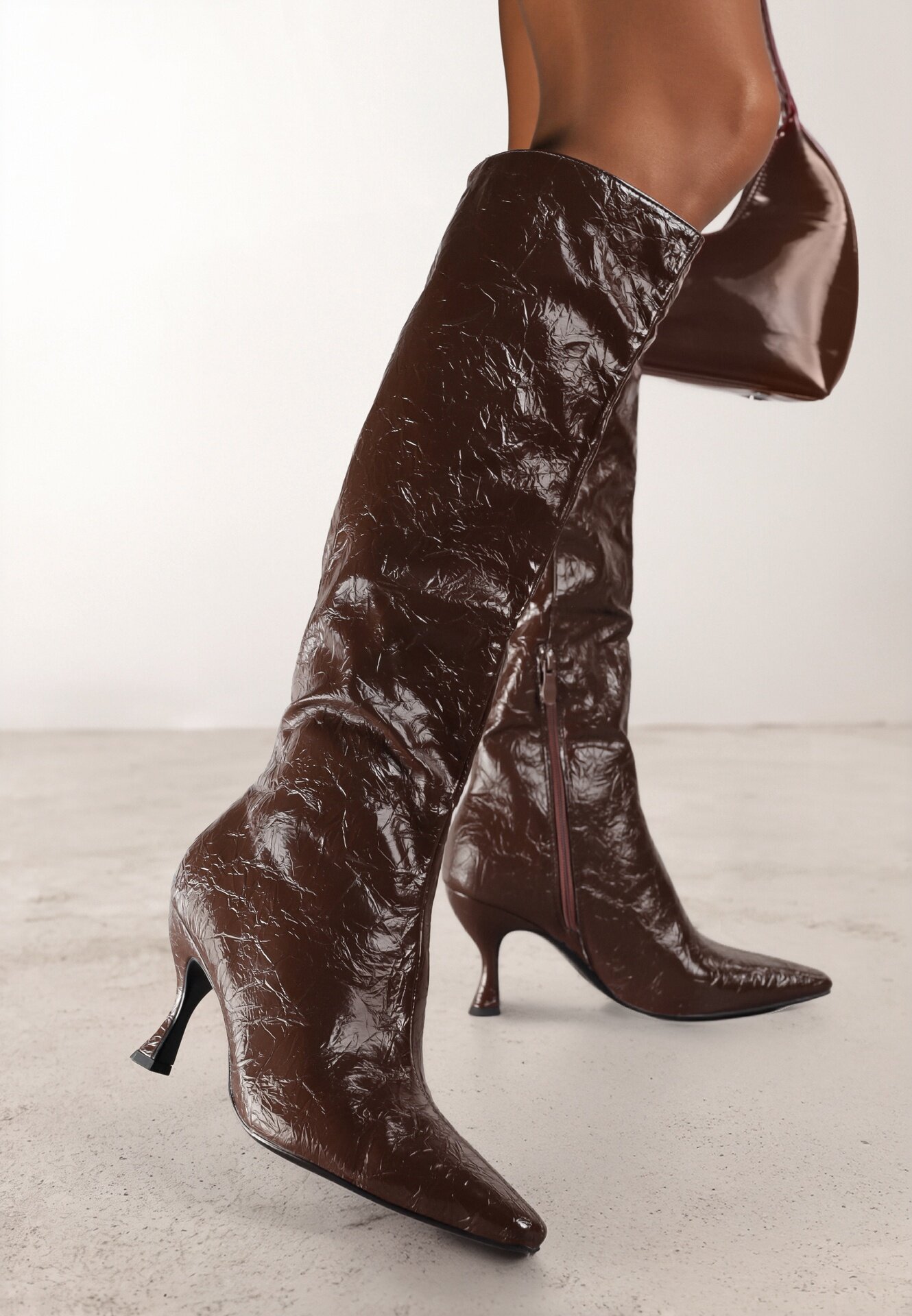 vices Cizme Maro cu toc stiletto Stil Slouchy cu efect crăpat Todvire