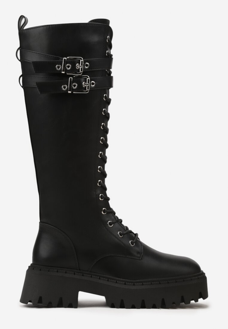 vices Cizme Negre tip bocanci în stil Grunge cu Catarame Eosette