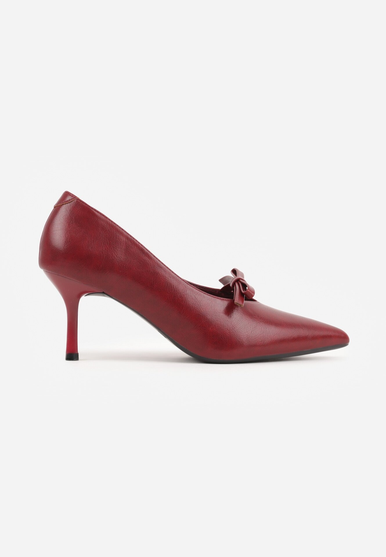 vices Czółenka Bordowe pe Toc Stiletto cu Fundiță și Brant din Piele Naturală Rilanisse