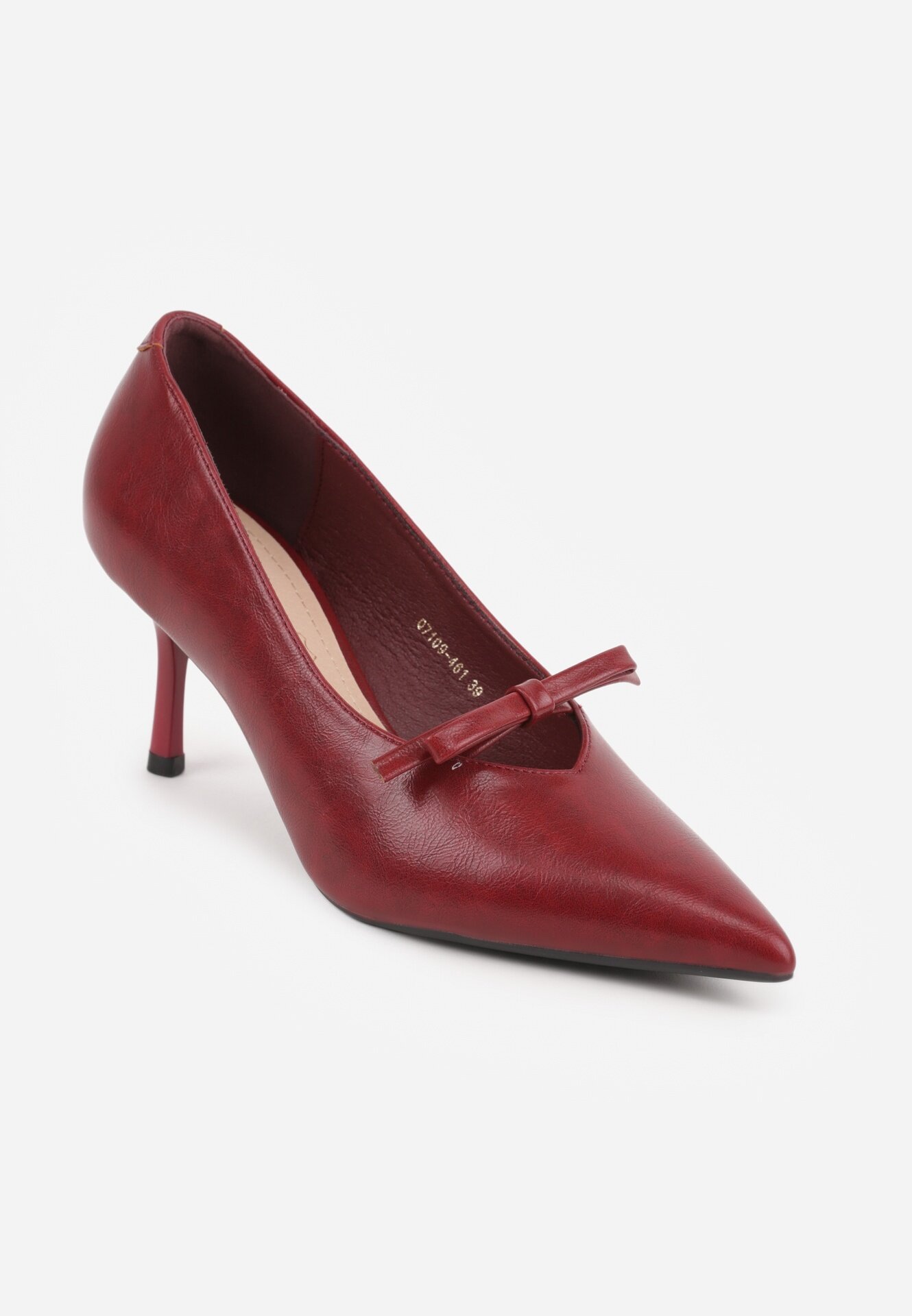 vices Czółenka Bordowe pe Toc Stiletto cu Fundiță și Brant din Piele Naturală Rilanisse