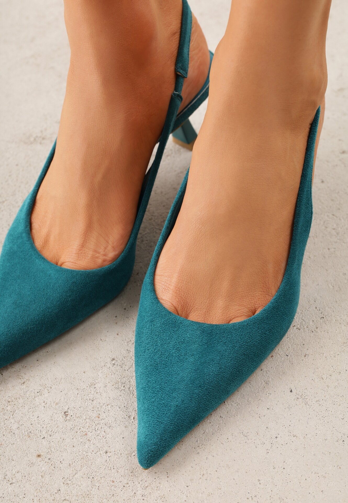 vices Escarpin Verde Slingback cu toc pisică Anatera