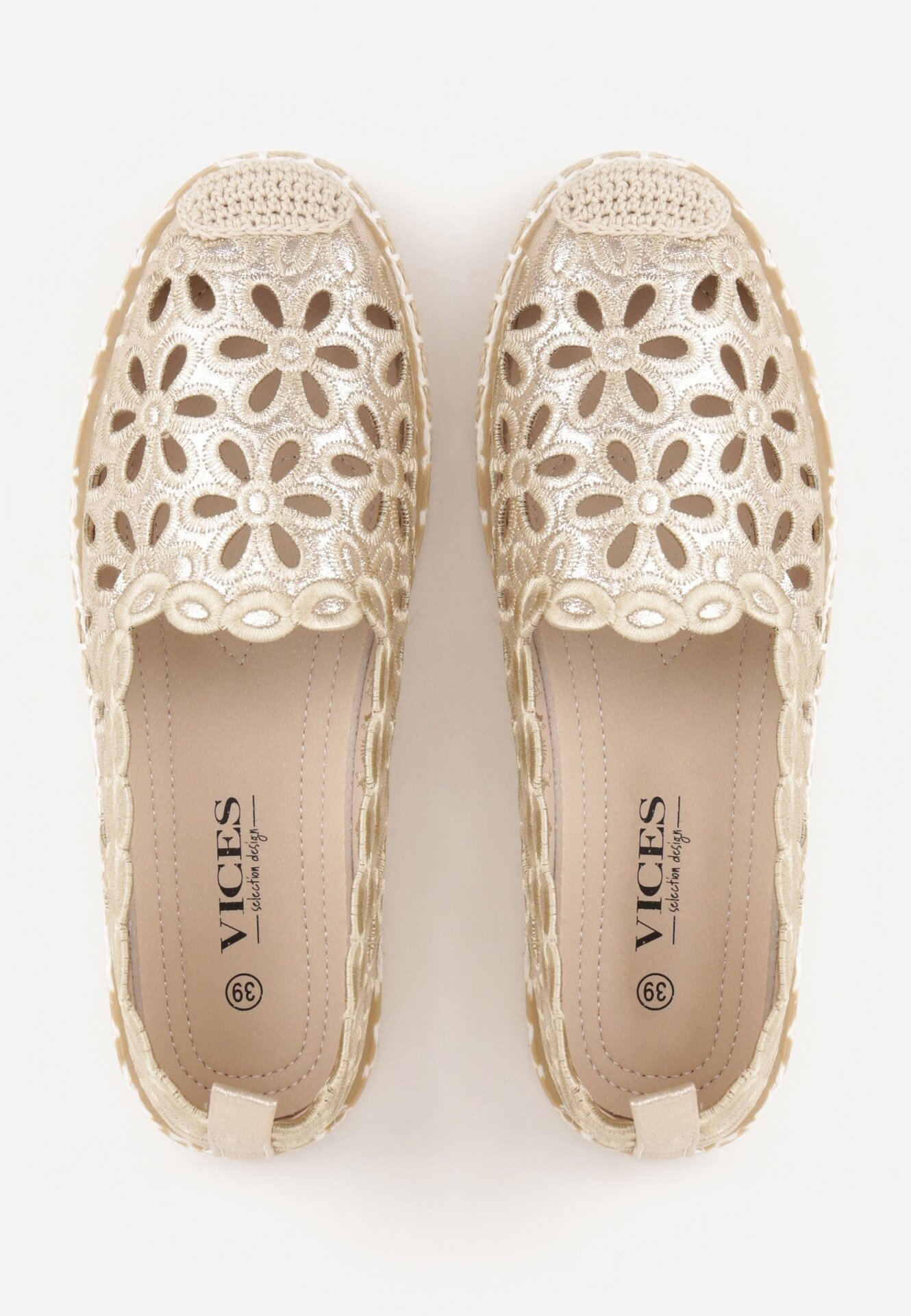 vices Espadrile Aurii Decorate cu model ajurat și cu împletitură decorativă Arivosa