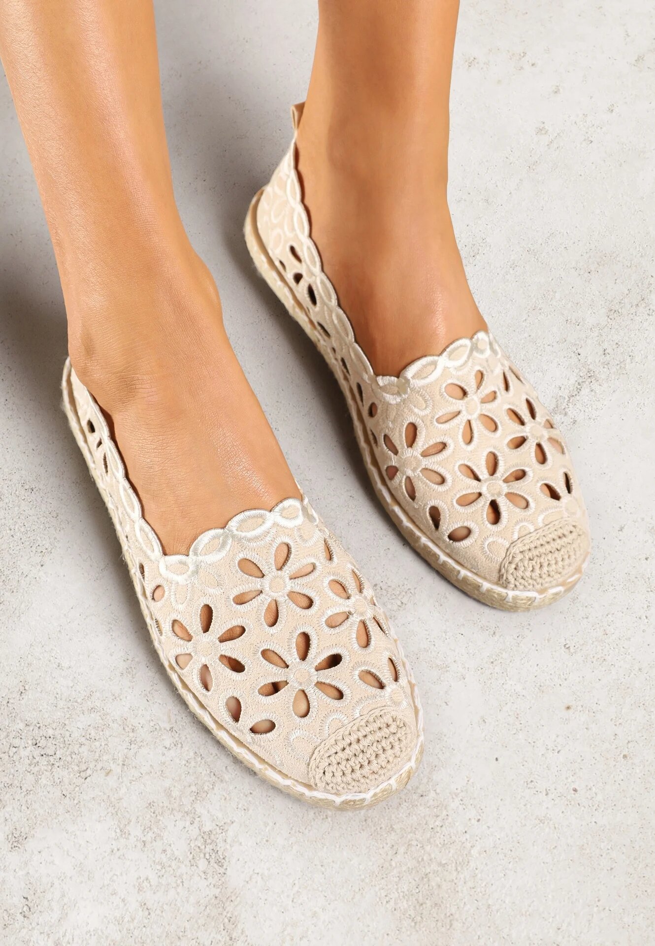 vices Espadrile Bej Decorate Cu un model ajurat și Cu împletitură decorativă Arivosa