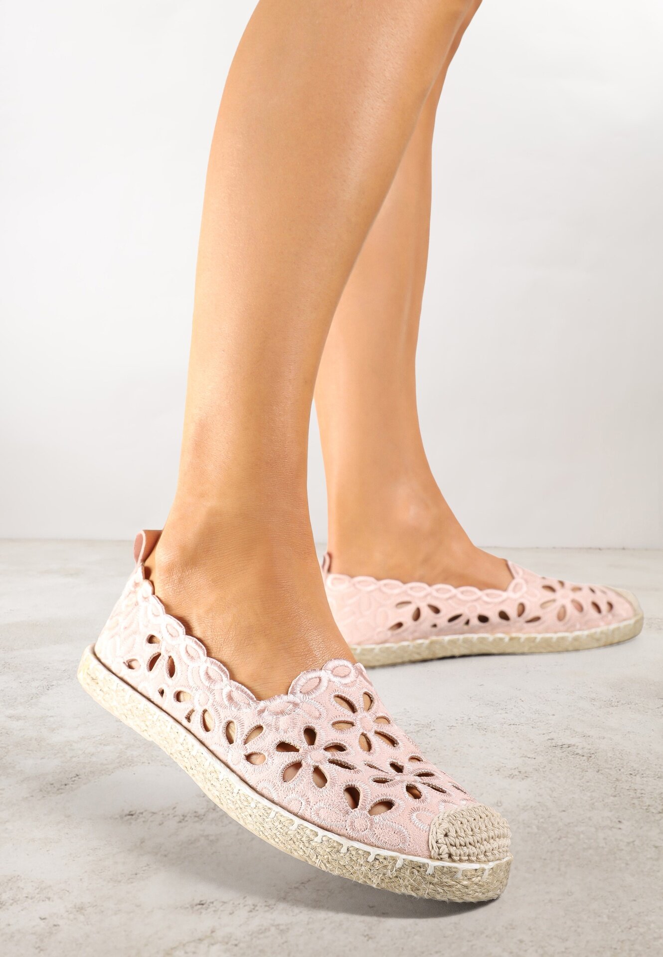 vices Espadrile Rozii Decorate cu Model Ajurat și Împletitură Decorativă Arivosa