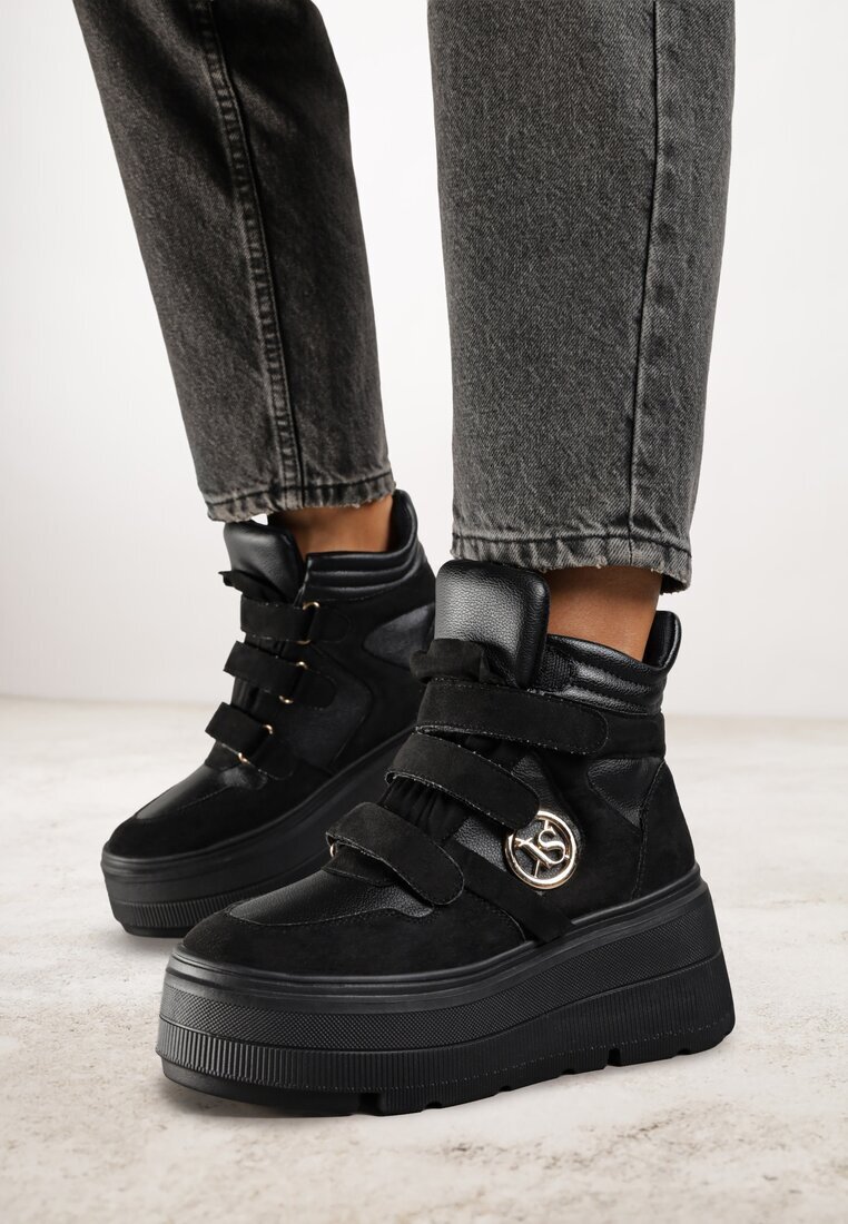 vices Ghete Adidași Negre cu Platformă Stil Y2K Gelira