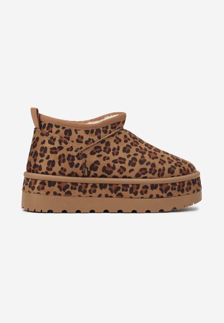 vices Ghete de zăpadă scurte maro cu Tivistă Decorativă și Model Leopard Olfedi