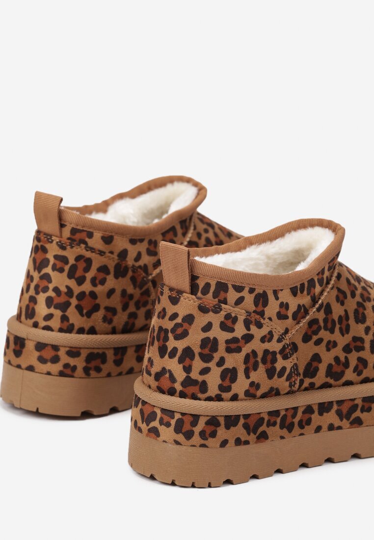 vices Ghete de zăpadă scurte maro cu Tivistă Decorativă și Model Leopard Olfedi