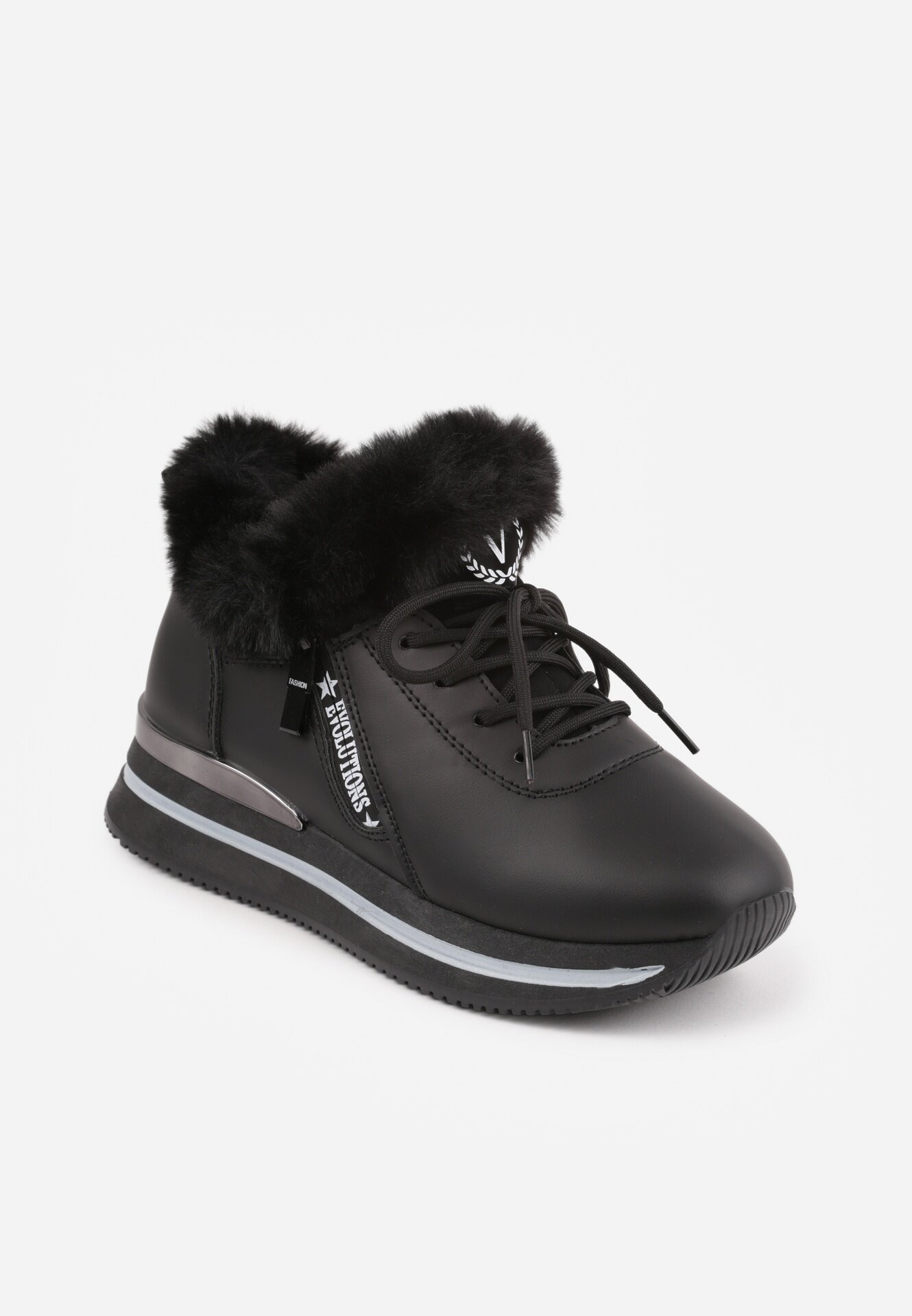 vices Ghete Sneakers Negre Cu șireturi cu blană Gameda