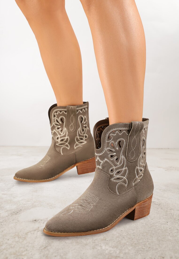 vices Ghete Verzi cowboy cu toc gros decorate cu broderie Nelithen