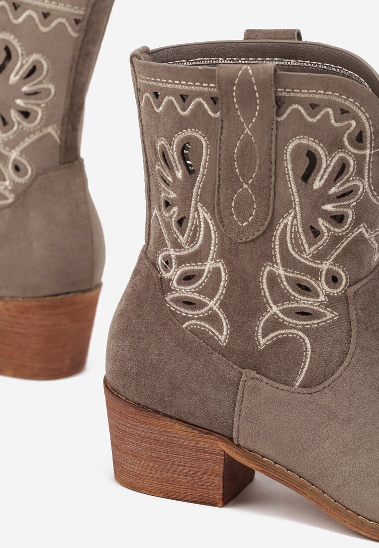 vices Ghete Verzi cowboy cu toc gros decorate cu broderie Nelithen